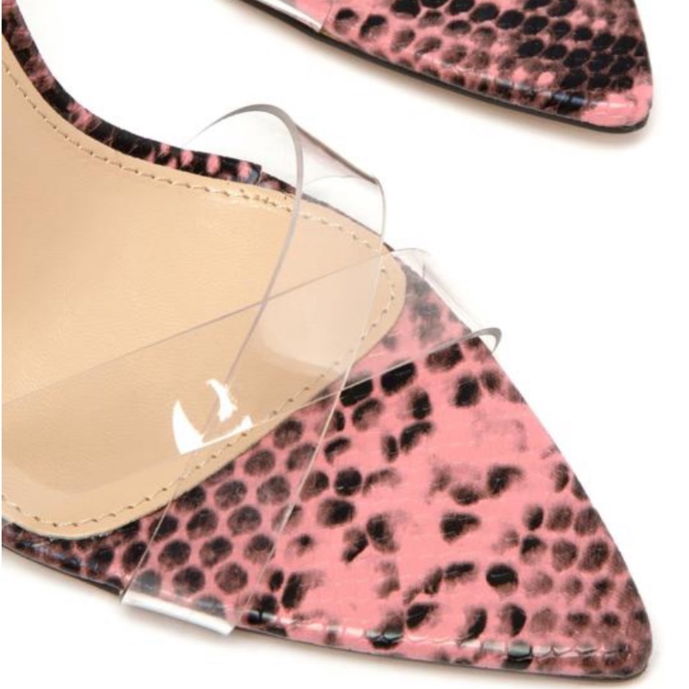 🆕Muave/Black Snake Print Lace Up Heels - Picture 7 of 8